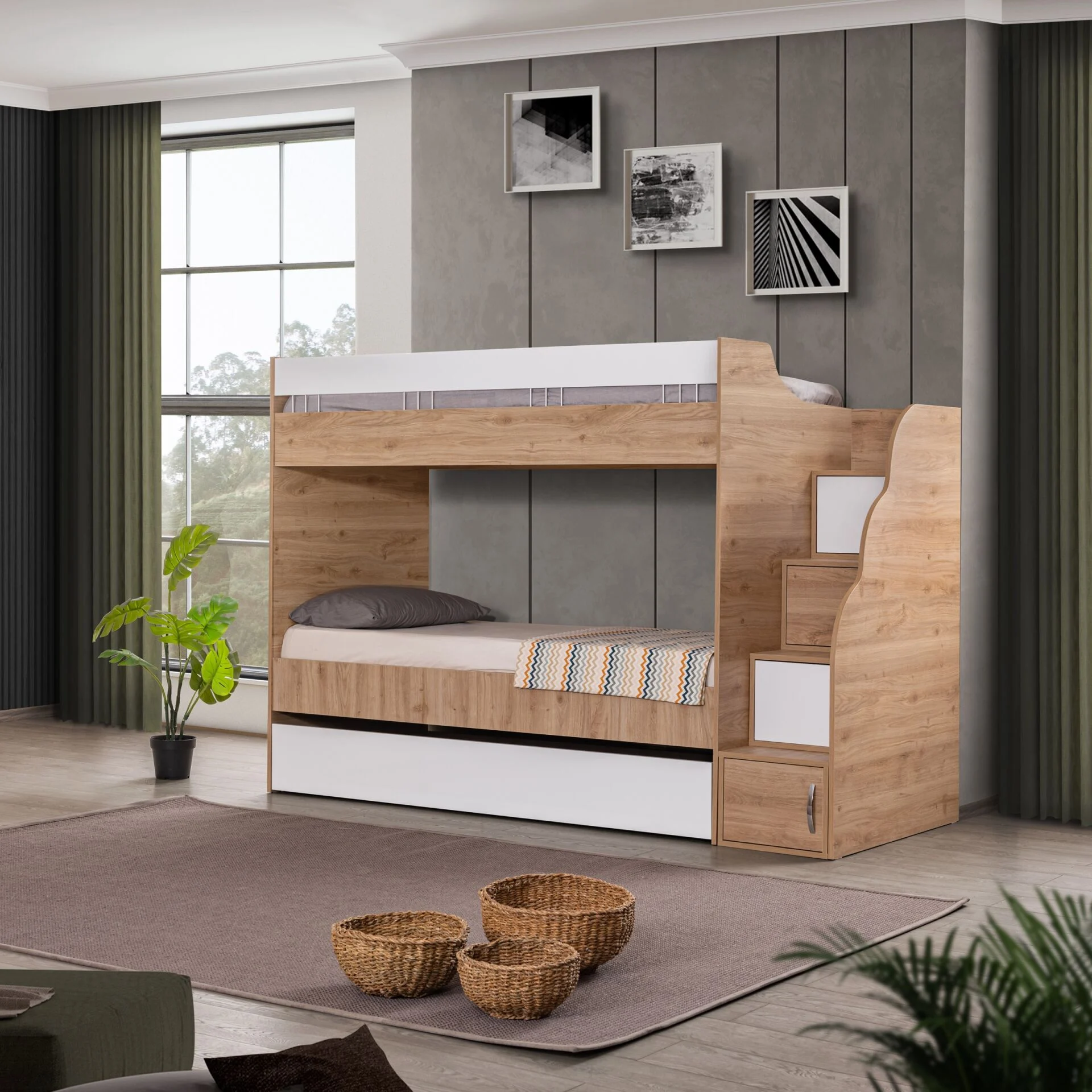 Complex Cadiz Ahşap Beyaz Ranza